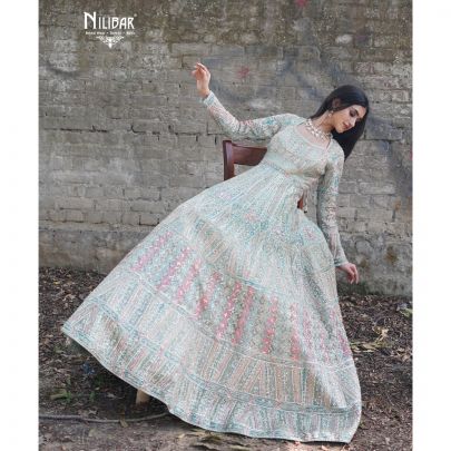 Pista Green Net Gown