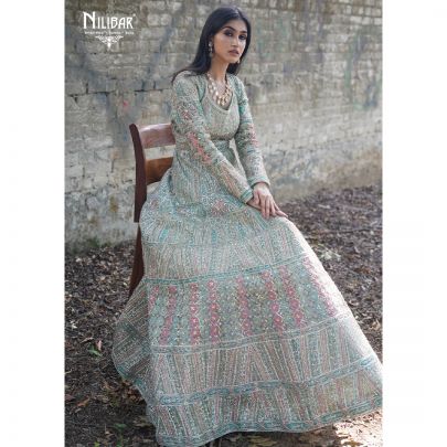 Pista Green Net Gown