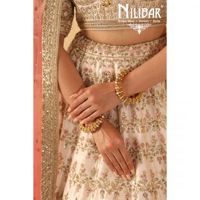 salmon pink Georgette Lehenga