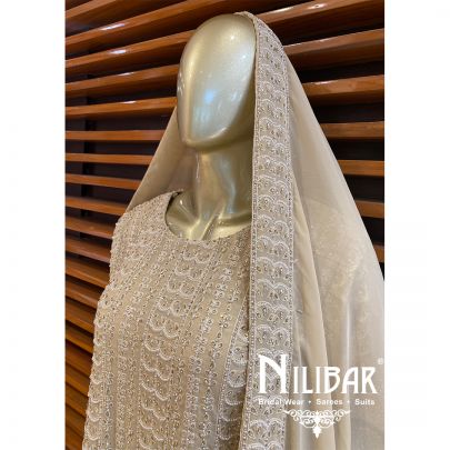 Beige Georgette Palazzo Suit