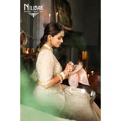 Cream Net Heavy Lehenga