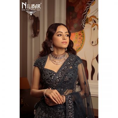 Peacock Velvet Bridal Lehenga
