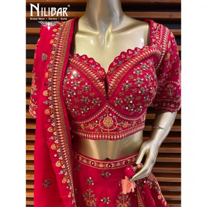 Candy Red Silk Lehenga