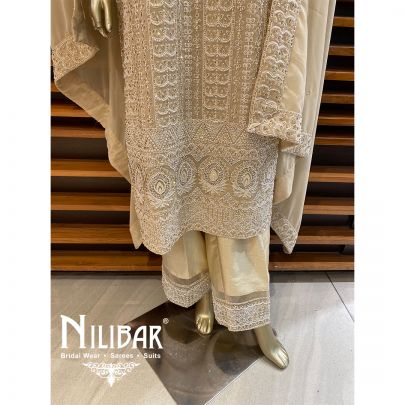 Beige Georgette Palazzo Suit