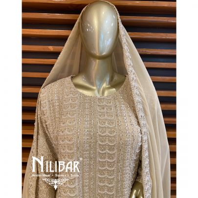 Beige Georgette Palazzo Suit