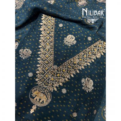 Peacock Banarsi Silk Unstitched Suit
