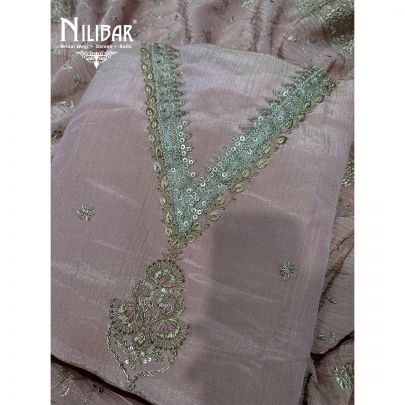 Baby Pink Tissue Unstitched Suit