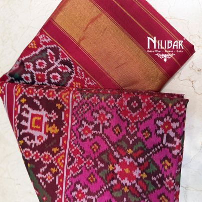 Red Ikkat Printed Silk Saree