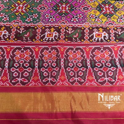 Red Ikkat Printed Silk Saree