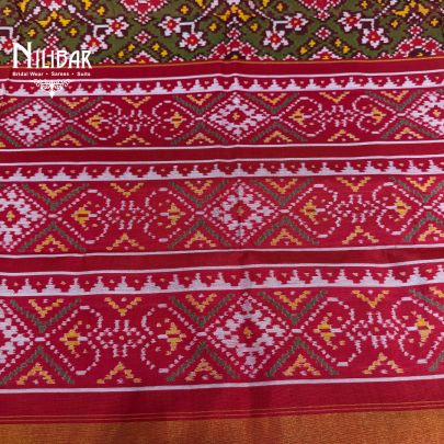 Red Ikkat Printed Silk Saree