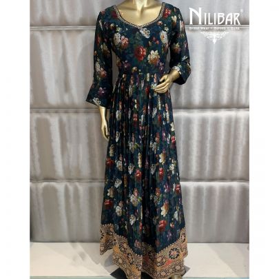 Peacock Blue Silk Gown