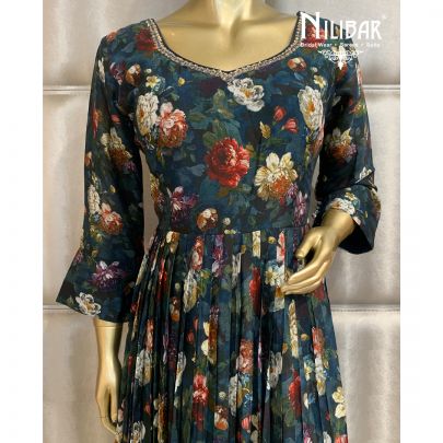 Peacock Blue Silk Gown