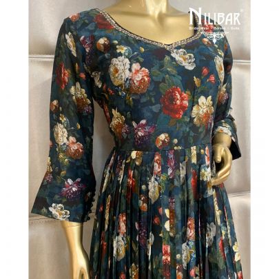 Peacock Blue Silk Gown