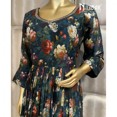 Peacock Blue Silk Gown