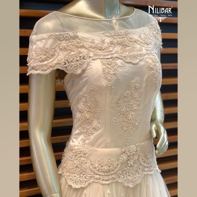 White Satin and Tulle Gown 