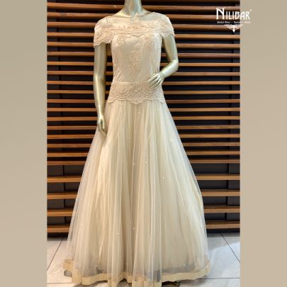 White Satin and Tulle Gown 