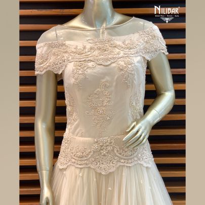 White Satin and Tulle Gown 