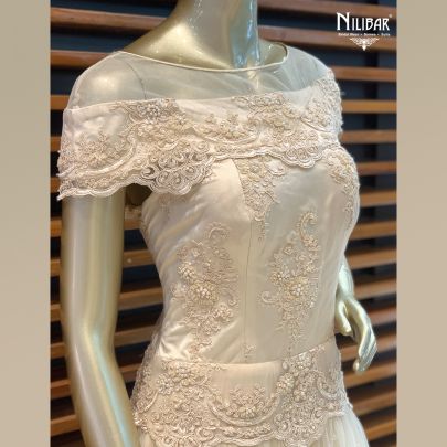 White Satin and Tulle Gown 