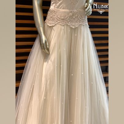 White Satin and Tulle Gown 