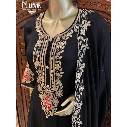 Black Chinon Salwar Suit 