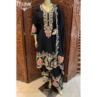 Black Chinon Salwar Suit 