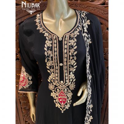 Black Chinon Salwar Suit 