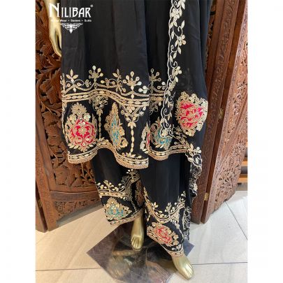 Black Chinon Salwar Suit 
