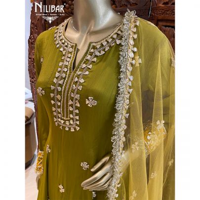 Yellow Chinon Salwar Suit