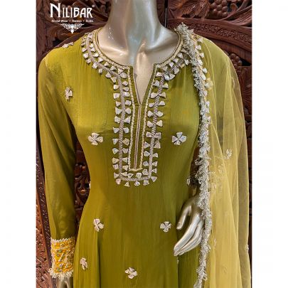 Yellow Chinon Salwar Suit