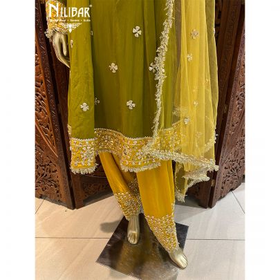 Yellow Chinon Salwar Suit
