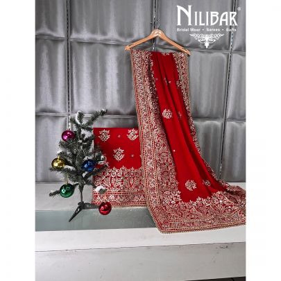 Turkey Red Crepe Unstitched Suit