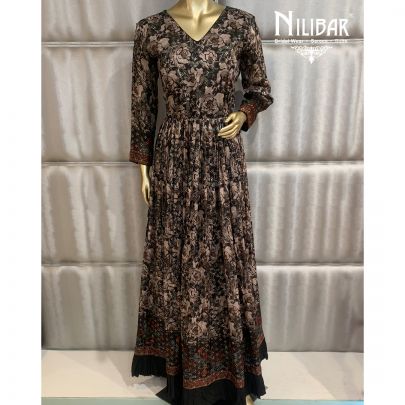 Black Silk Printed Gown