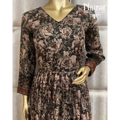 Black Silk Printed Gown