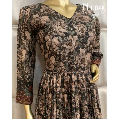 Black Silk Printed Gown
