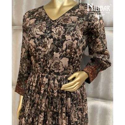 Black Silk Printed Gown