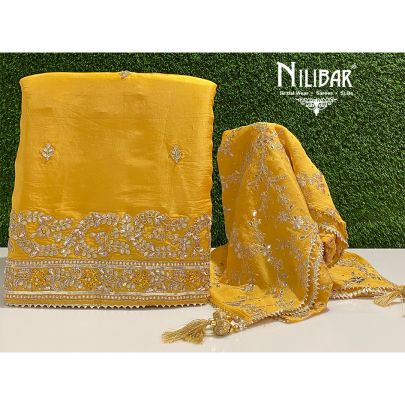 Yellow Silk Unstitched Suit