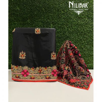 Black Silk Unstitched Suit 