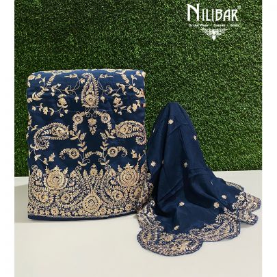 Blue Crepe Unstitched Suit