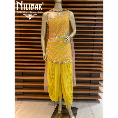 Yellow Silk Dhoti Style Jumpsuit
