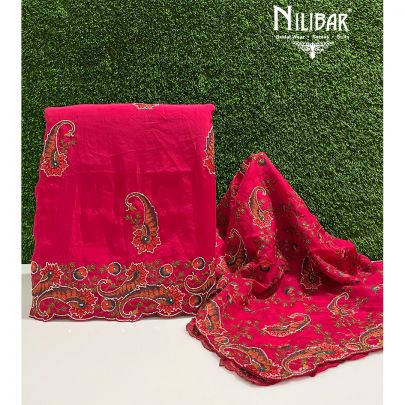 Magenta Pink Crepe Unstitched Suit
