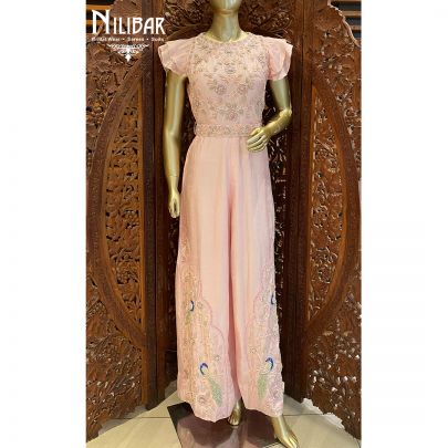 Baby Pink Silk Jumpsuit