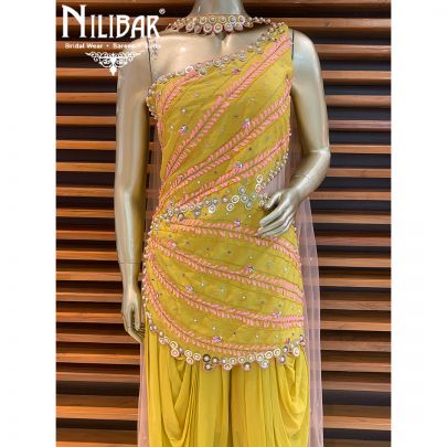 Yellow Silk Dhoti Style Jumpsuit