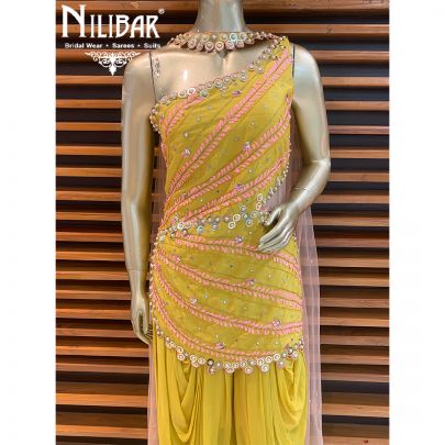 Yellow Silk Dhoti Style Jumpsuit