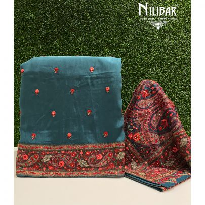 Peacock Green Crepe Unstitched Suit
