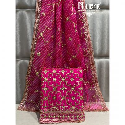 Magenta Silk Unstitched Suit 