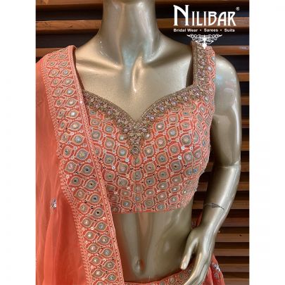 Orange Organza Georgette Lehenga