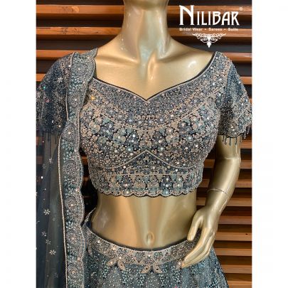 Air Force Blue Net Lehenga