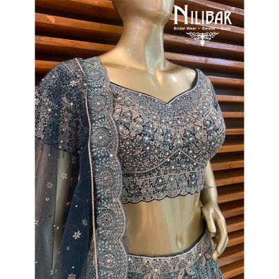 Air Force Blue Net Lehenga