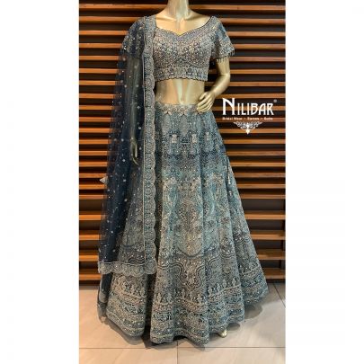 Air Force Blue Net Lehenga
