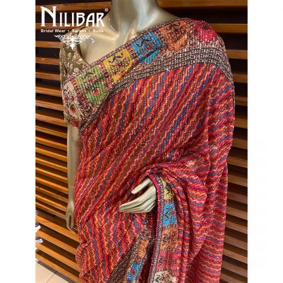 Multicolor Net Printed Saree